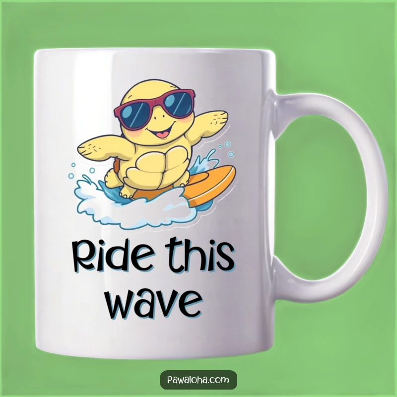 Funny Surfing Sea Turtle Mug - Cool Sunglasses Gift for Wave Riders!