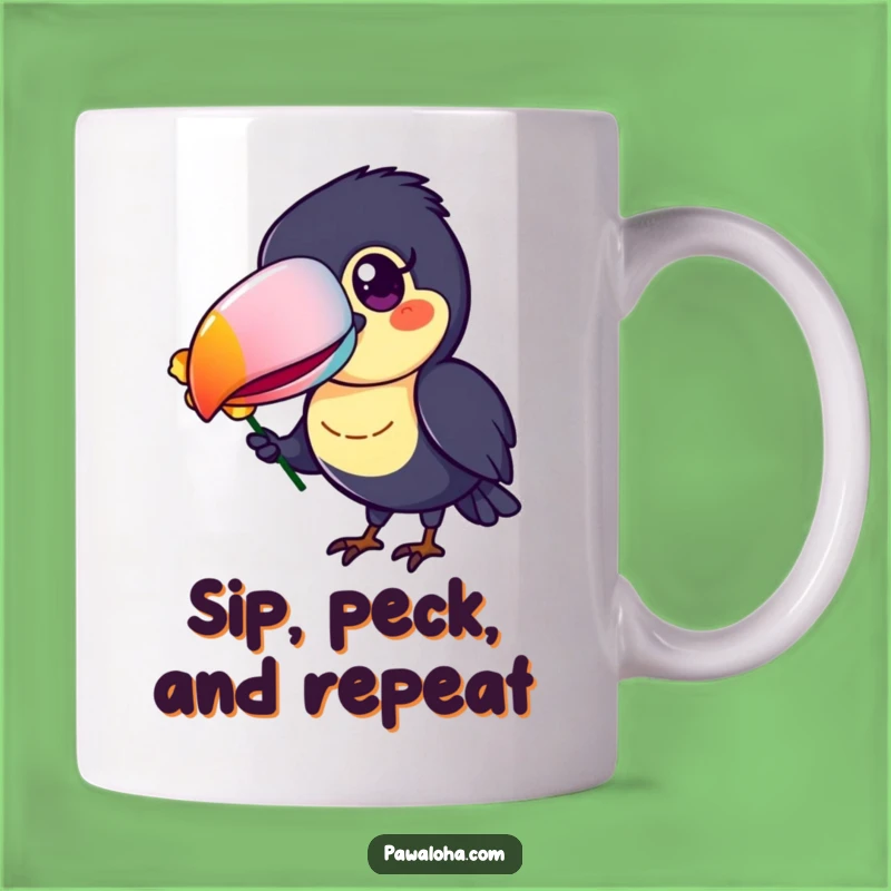 Funny Toucan Mug, Colorful Beak Flower Offering, Perfect Cheerful Gift