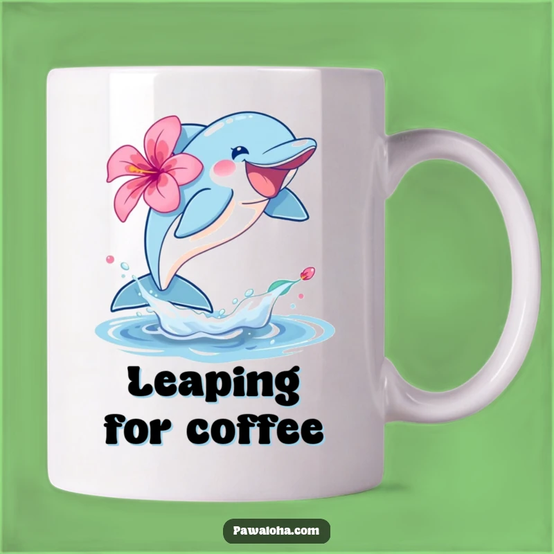 Funny Dolphin Hibiscus Mug: Joyful Leap, Perfect Beach Lover Gift