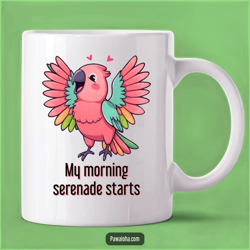 Funny Parrot Mug, Vibrant Singing Bird Design, Perfect Cheerful Gift for Bird Lovers
