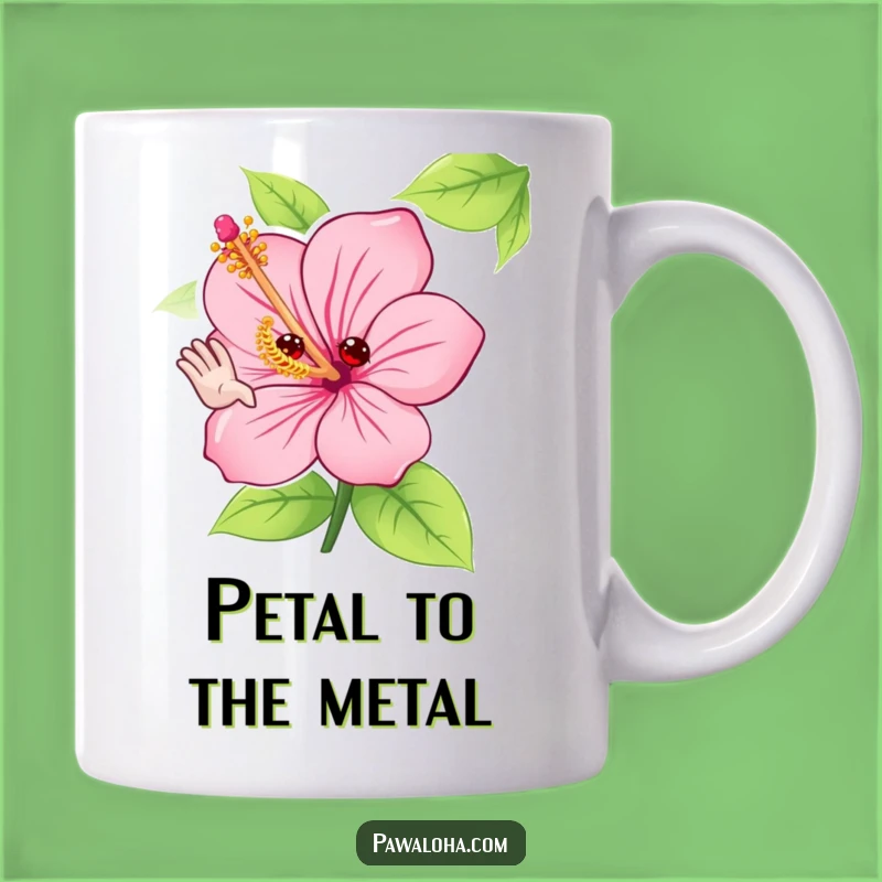 Funny Hibiscus Flower Hello Mug: Adorable Floral Character Gift for Gardeners