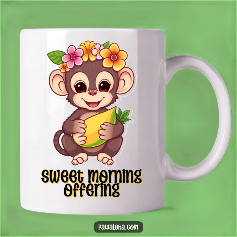Funny Monkey Flower Crown Mug - Charming Tropical Fruit Gift!
