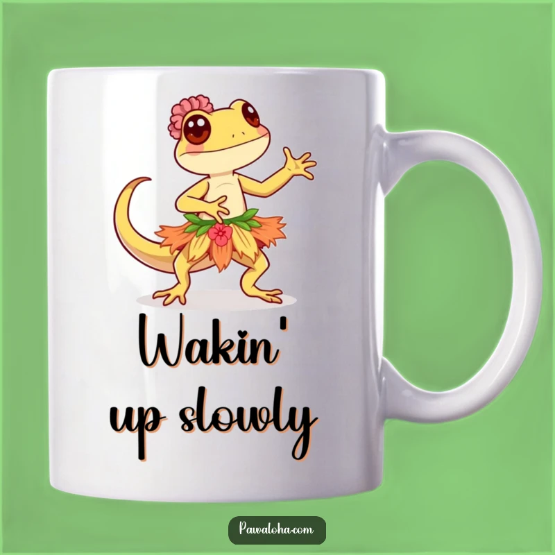 Funny Kawaii Gecko Hula Mug: Island Dancer Coffee Cup, Perfect Tropical Funny Gift