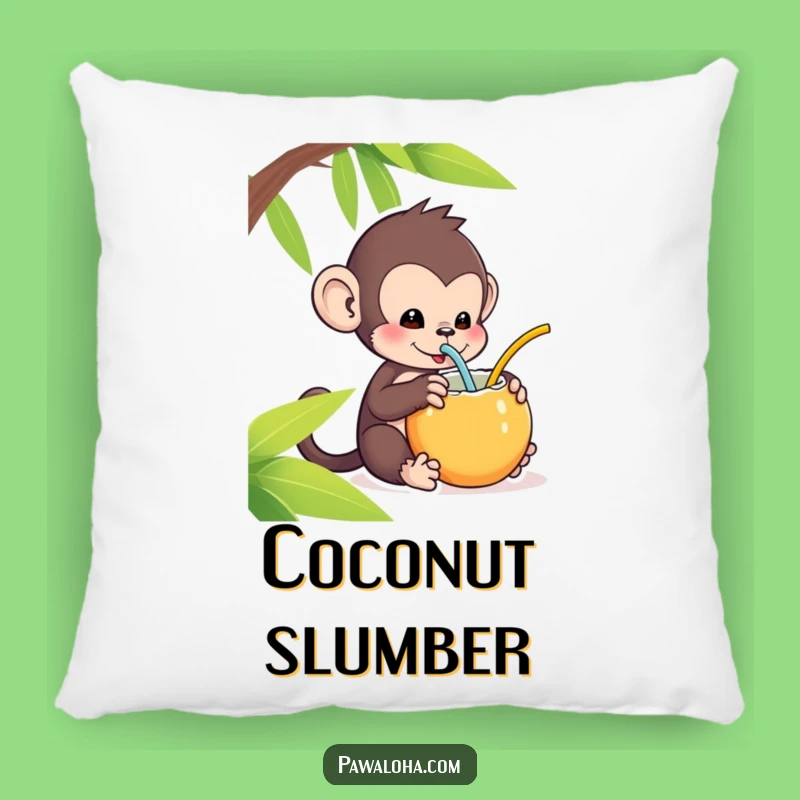 Funny Kawaii Monkey Pillow: Cozy Coconut Sipping Sofa Cushion - Cute Gift