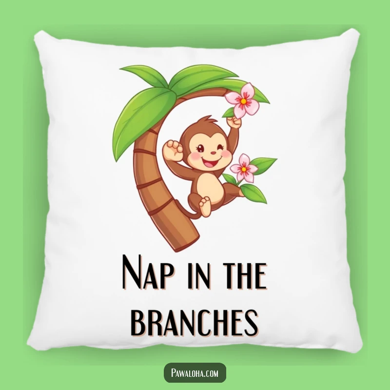 Cozy Funny Monkey Swinging Pillow - Tropical Tree Comfort Gift