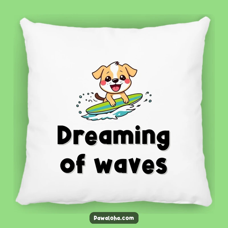 Cozy Funny Surfing Dog Pillow - Grinning Pup Comfort Gift