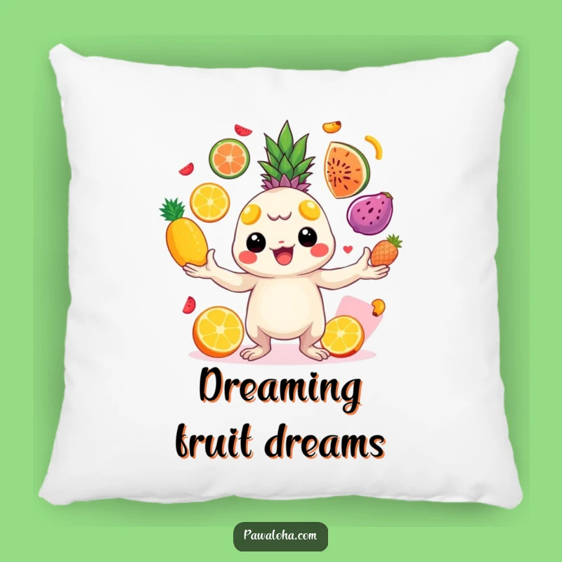 Funny Juggling Creature Pillow - Cozy Fruit & Cheerful Comfort