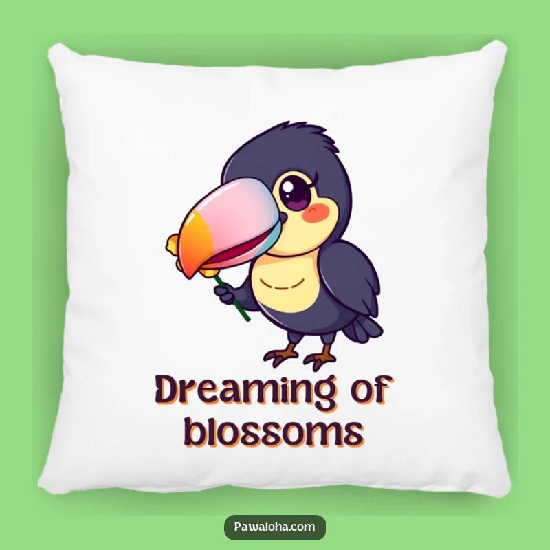 Funny Toucan Pillow, Colorful Beak Flower Offering Cushion, Perfect Cheerful Accent Gift