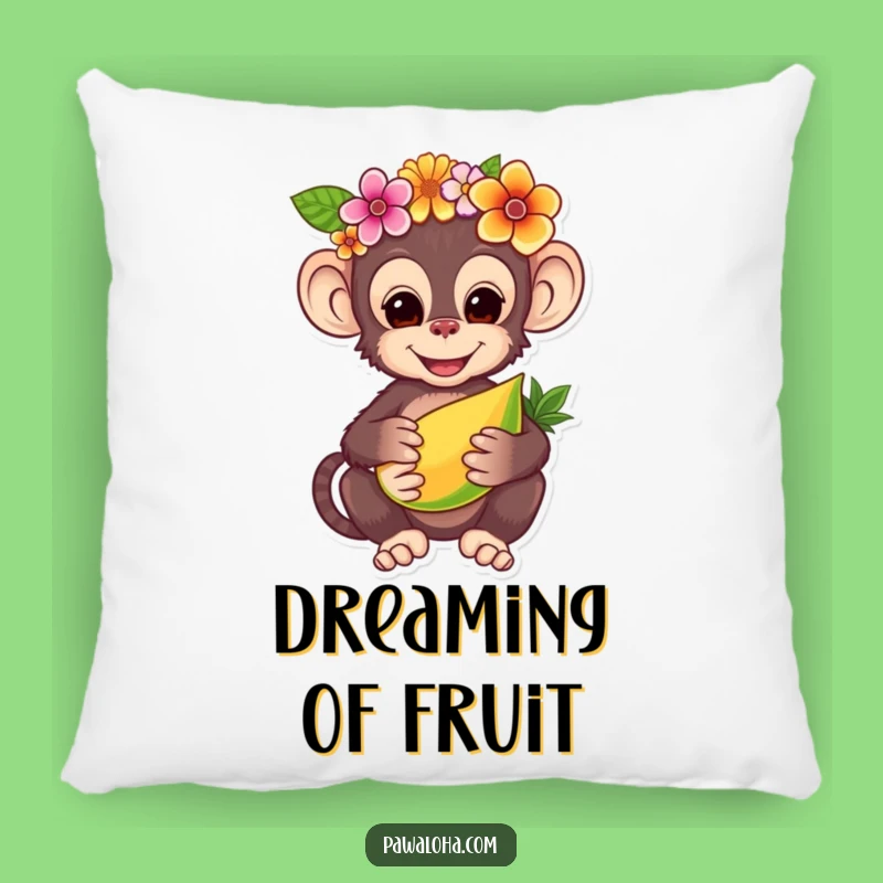 Funny Monkey Flower Crown Pillow - Comfy Charming Tropical Gift!