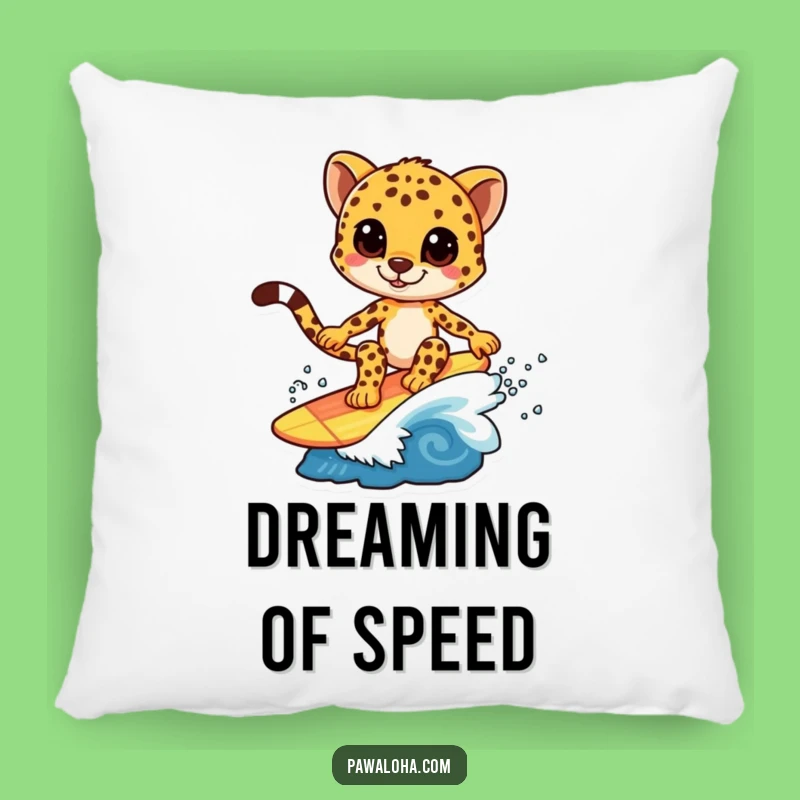 Funny Cheetah Surf Pillow: Cozy Comfort with a Wave-Riding Feline, Your Ultimate Funny Gift