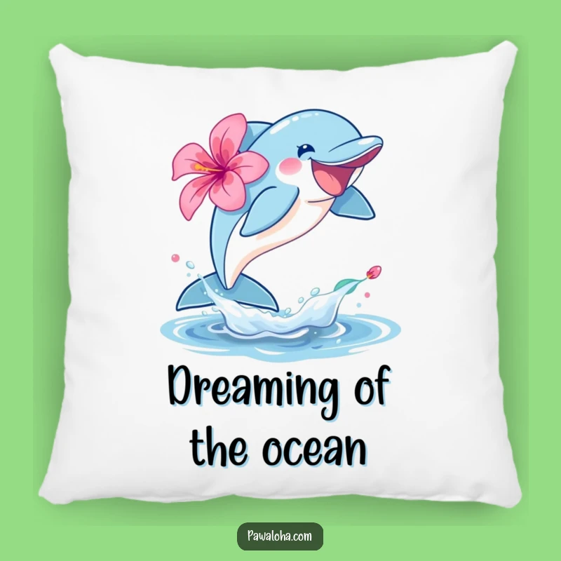 Funny Dolphin Hibiscus Pillow: Joyful Comfort, Perfect Ocean Theme Gift