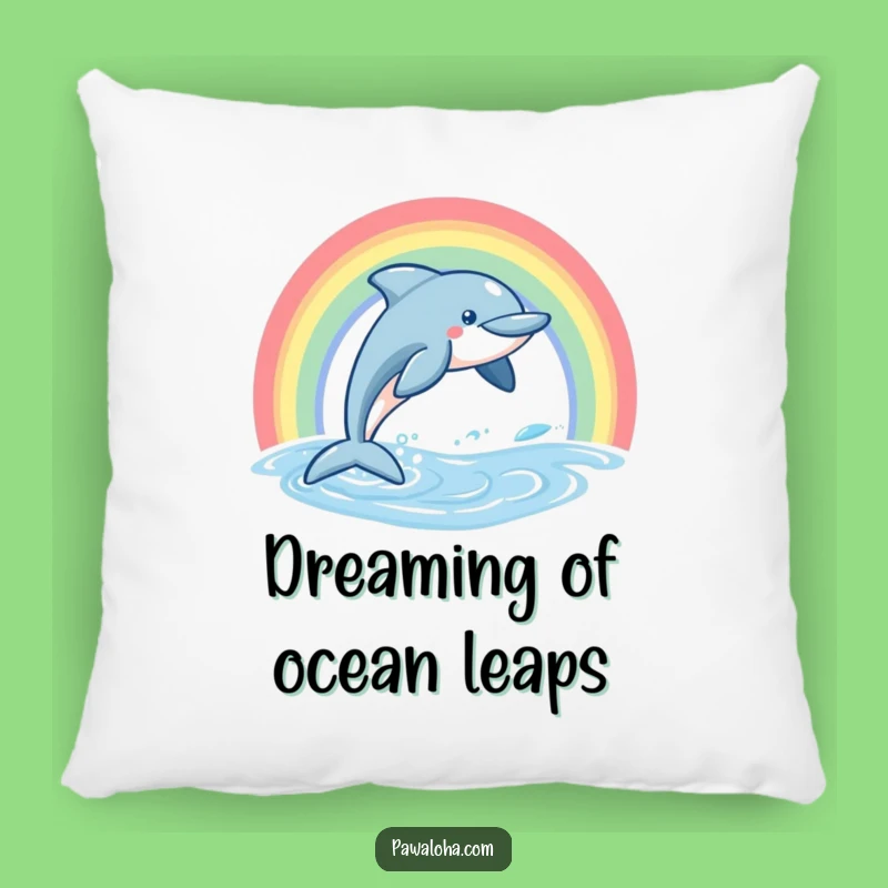 Funny Dolphin Pillow, Leaping Rainbow Ocean Cushion, Perfect Joyful Accent Gift