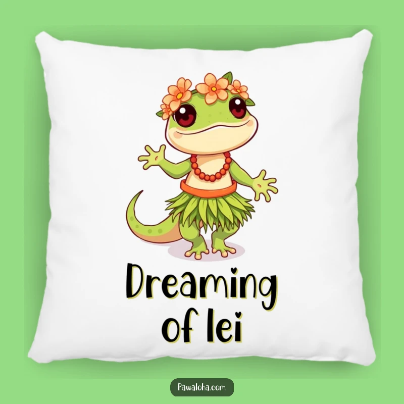 Funny Hula Gecko Pillow: Cozy Tropical Comfort and Fun Decor