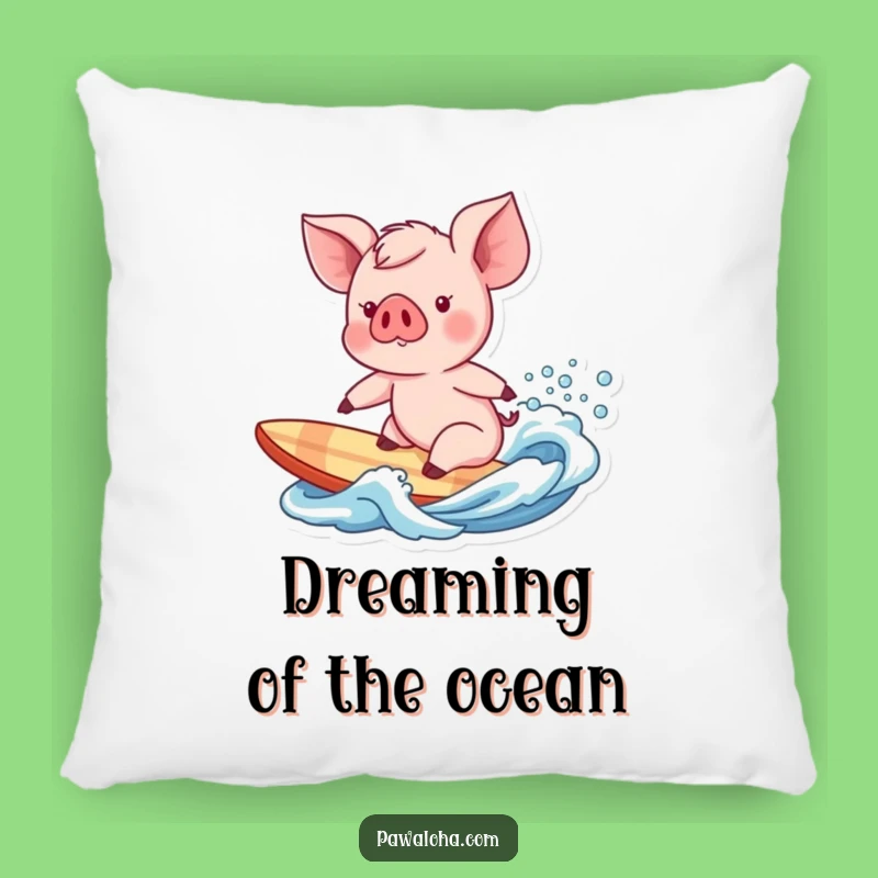 Funny Piglet Surfer Pillow: Comfy & Hilarious Coastal Decor Gift