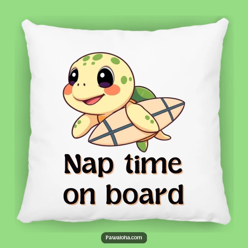 Funny Sea Turtle Surf Pillow: Cozy Beach Vibes, Perfect Funny Gift!