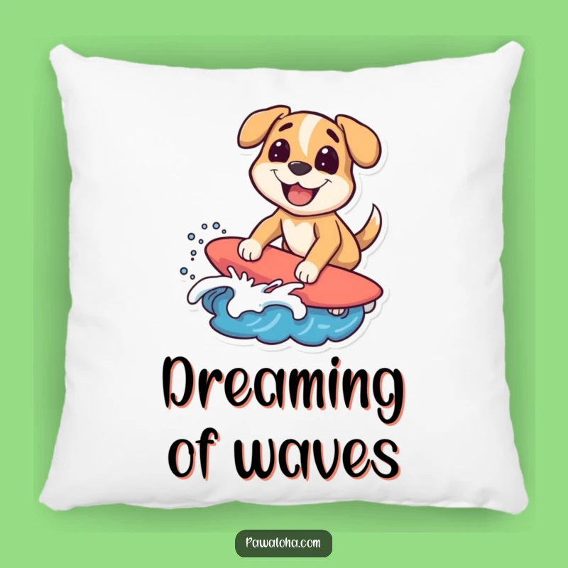 Funny Surfing Dog Pillow, Cozy Comfort with a Humorous, Beachy Design
