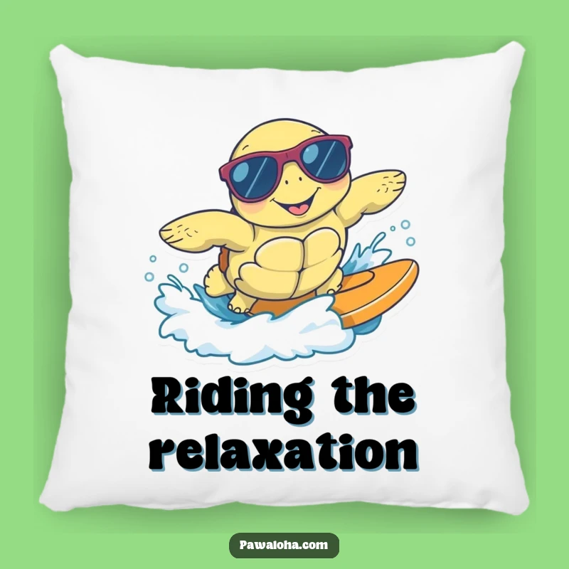 Funny Surfing Sea Turtle Pillow - Comfy Cool Beach Decor Gift!