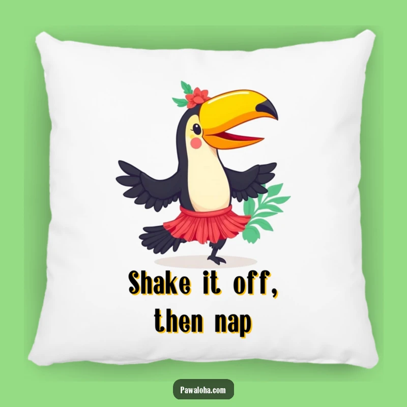 Funny Toucan Hula Dancer Pillow: Cuddle Up with Tropical Cheer