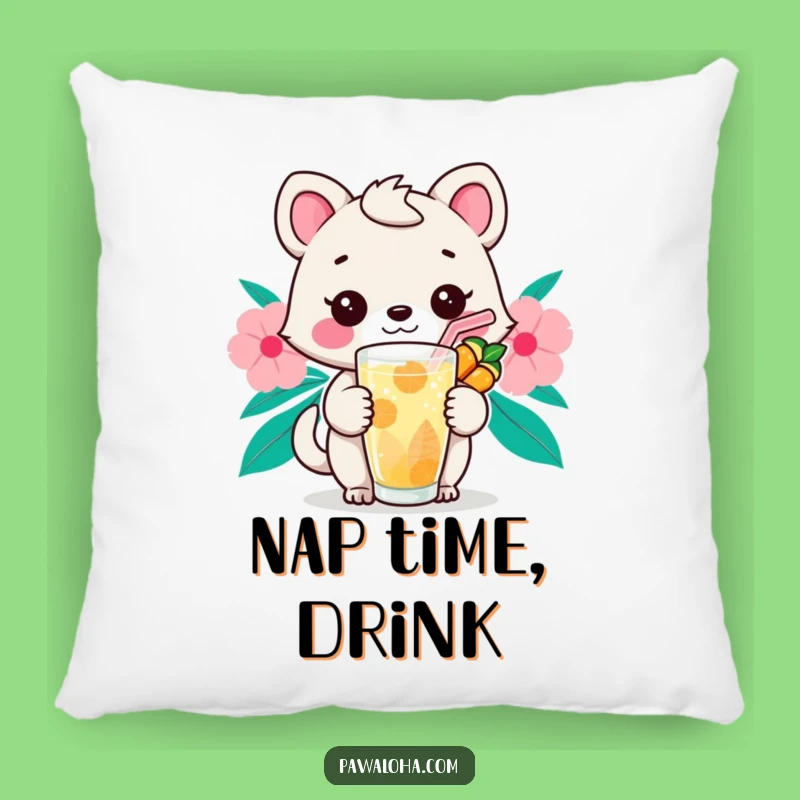 Funny Kawaii Sip Animal Pillow: Cuddle Up with Tropical Comfort and Relaxation
