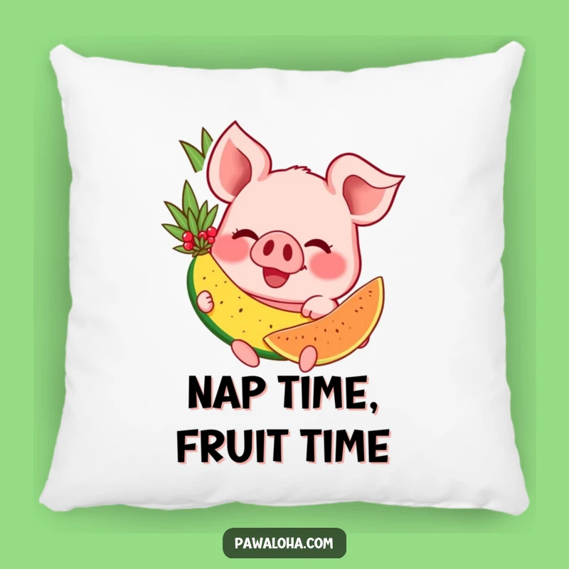 Funny Pig Cuddle Pillow: Happy Swine with Tropical Fruit, Your Comfy Funny Gift
