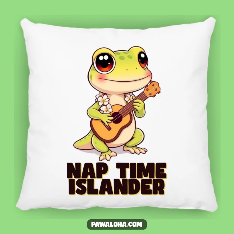 Funny Kawaii Gecko Pillow: Cozy Hawaiian Ukulele Sofa Cushion - Cute Gift