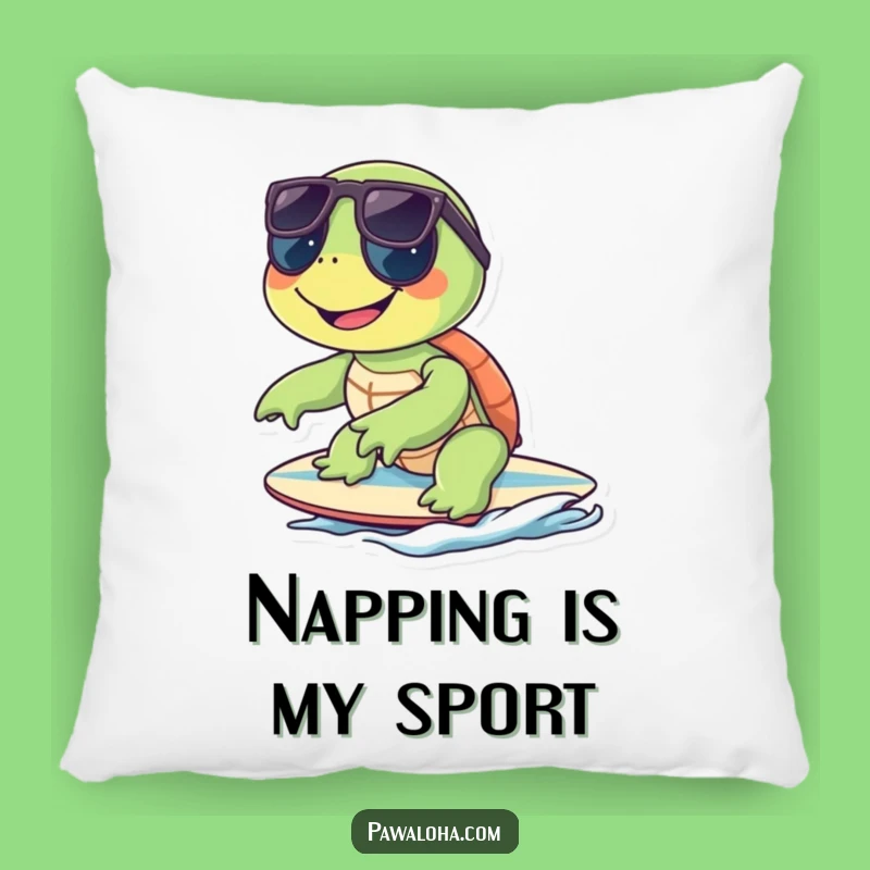 Funny Turtle Surfer Pillow: Cool Sunglasses Dude Cozy Gift