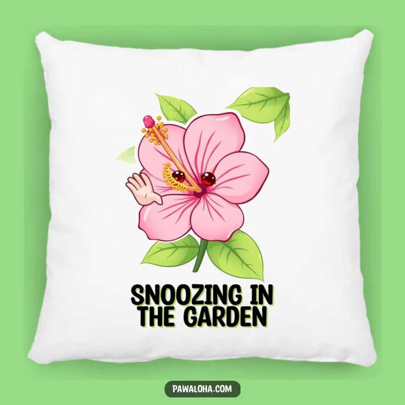 Funny Hibiscus Flower Pillow: Cute Waving Character Accent Pillow Gift