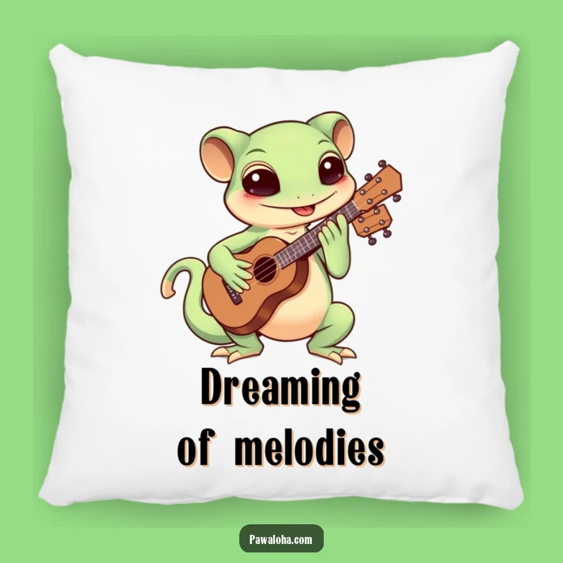 Soft Funny Kawaii Gecko Ukulele Pillow: Musical Comfort Gift
