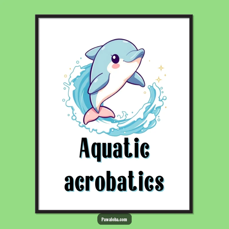 Funny Dolphin Wave Jumper Digital Art: Aquatic Energy for Your Walls