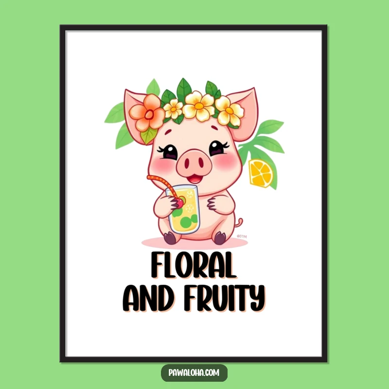 Funny Pig Tropical Art Print: Hilarious Digital Decor for Sunny Spaces