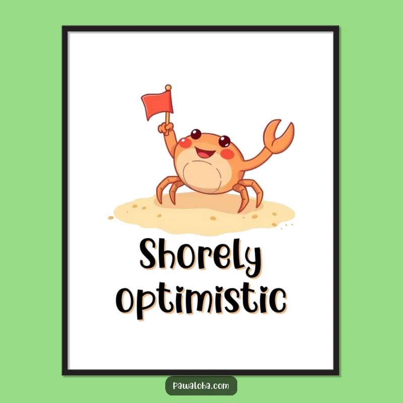 Funny Crab Beach Art Print: Hilarious Digital Decor for Sunny Spaces