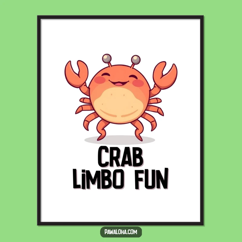 Funny Crab Limbo Digital Print: Lively Art for Party Spaces
