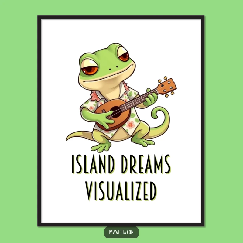 Funny Gecko Digital Print: Cool Hawaiian Shirt Gecko Art, Instant Humorous Decor Gift