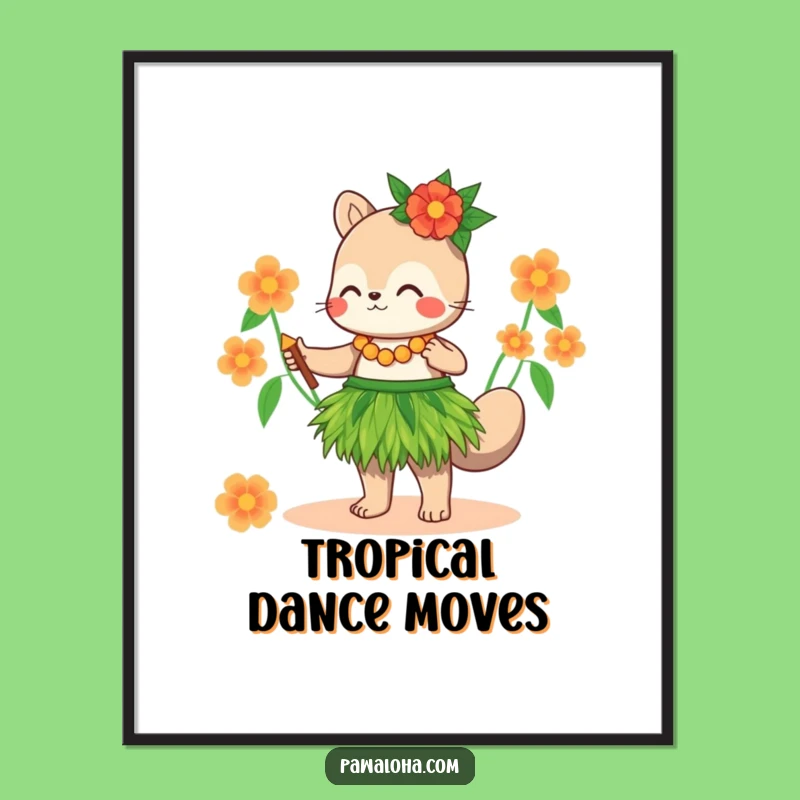 Funny Hula Animal Grass Skirt Digital Art - Instant Tropical Decor Gift