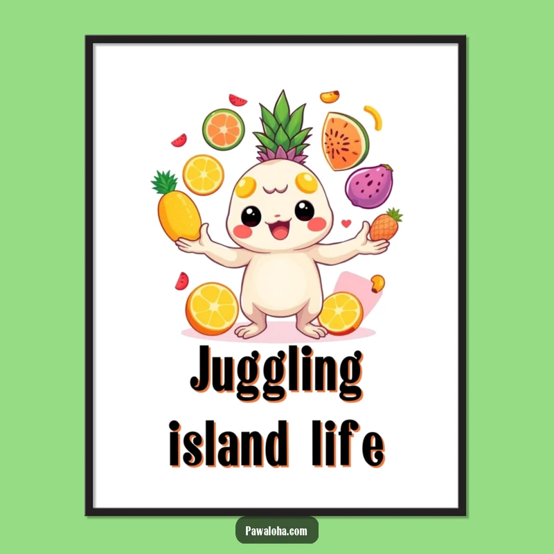 Funny Juggling Creature Digital Art - Instant Tropical Vibe Decor