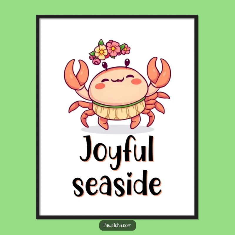 Funny Kawaii Crab Digital Art: Hula Dance Print - Instant Download Gift