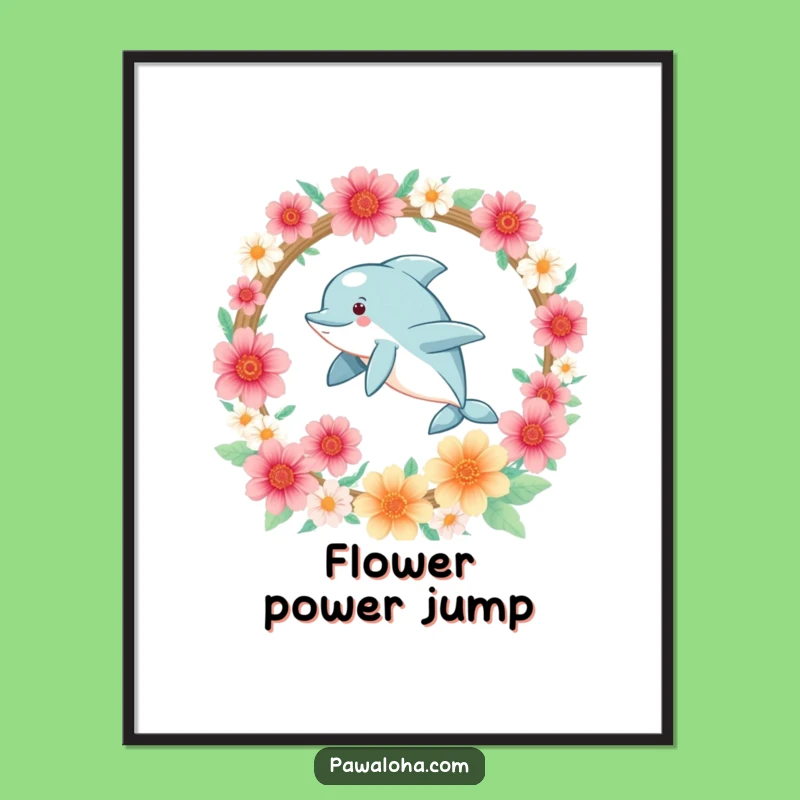 Funny Kawaii Dolphin Digital Art Print: Instant Download Ocean Decor, Hilarious Gift