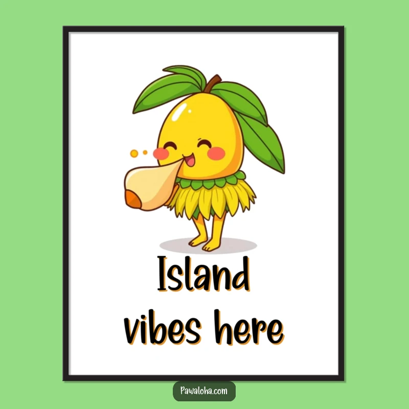 Funny Mango Tropical Art Print - Hilarious Hawaiian Wall Decor for Instant Joy