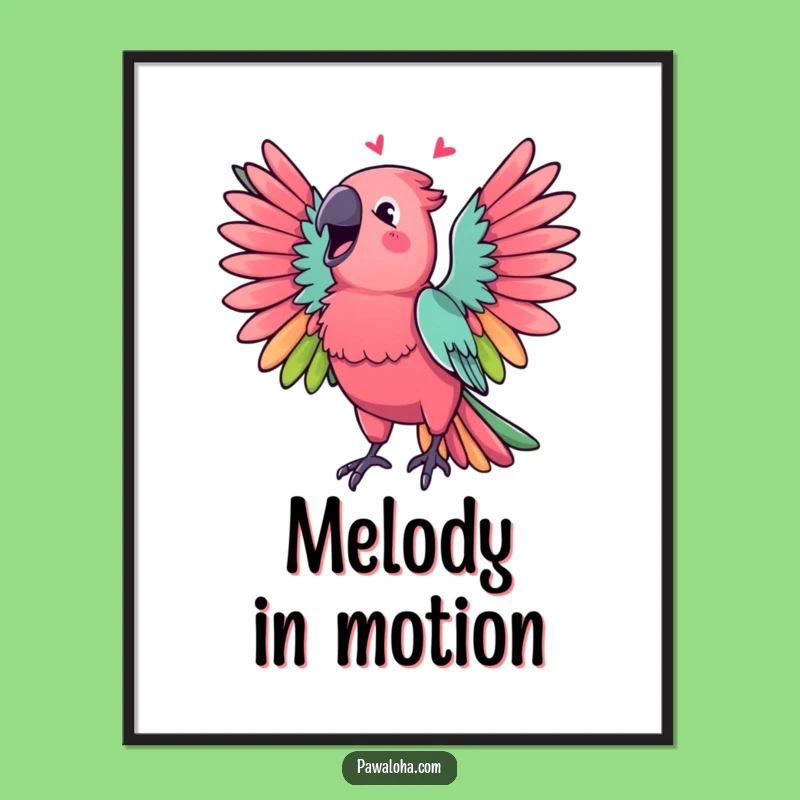 Funny Parrot Digital Art, Vibrant Singing Bird Print, Perfect Cheerful Gift