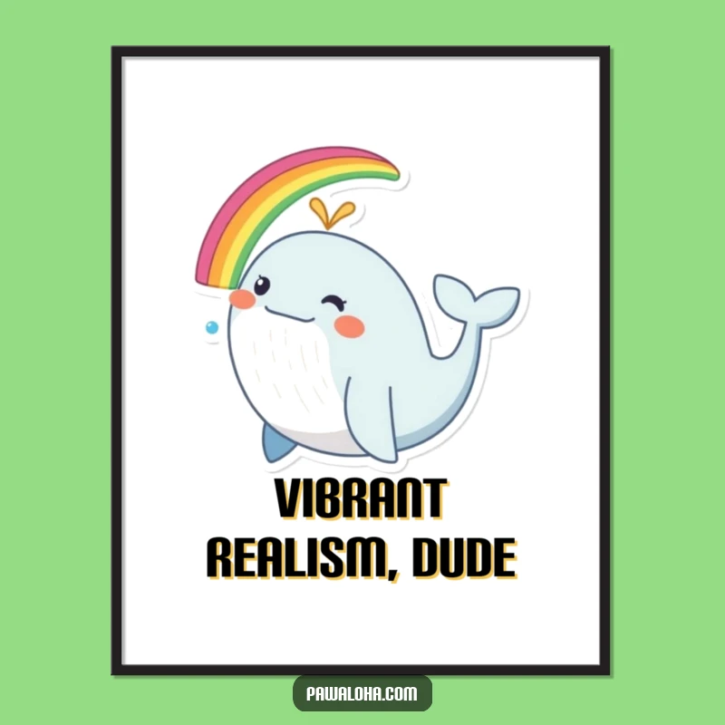 Funny Rainbow Whale Digital Art - Instant Cheerful Ocean Decor for Walls