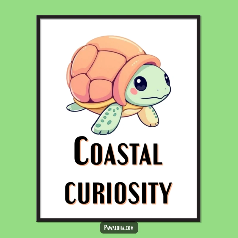 Funny Sea Turtle Seashell Digital Art: Ocean Curiosity for Your Walls