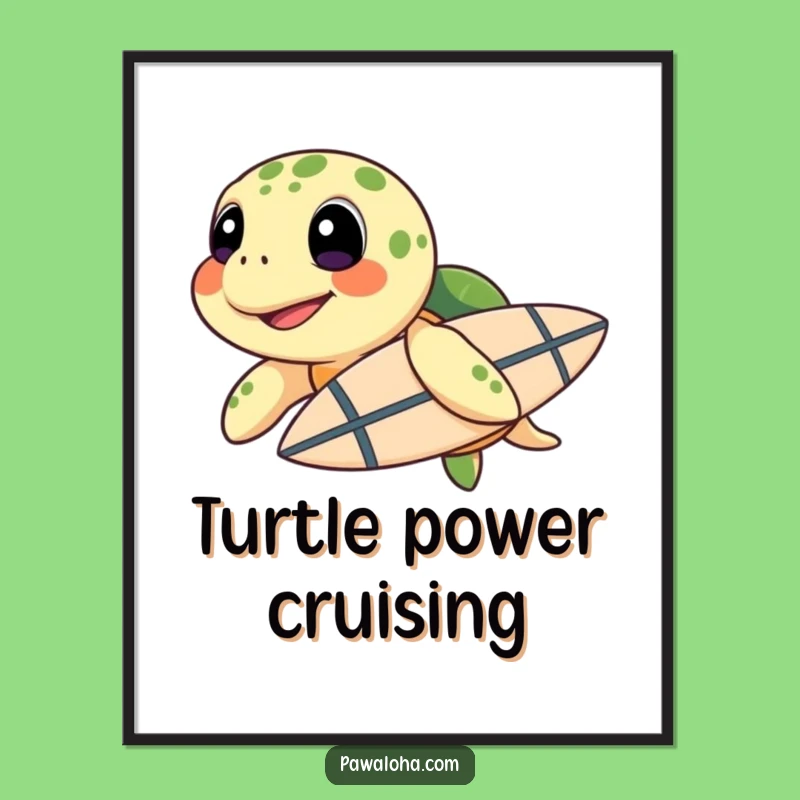 Funny Sea Turtle Surf Digital Print: Instant Beach Decor, Perfect Funny Gift!