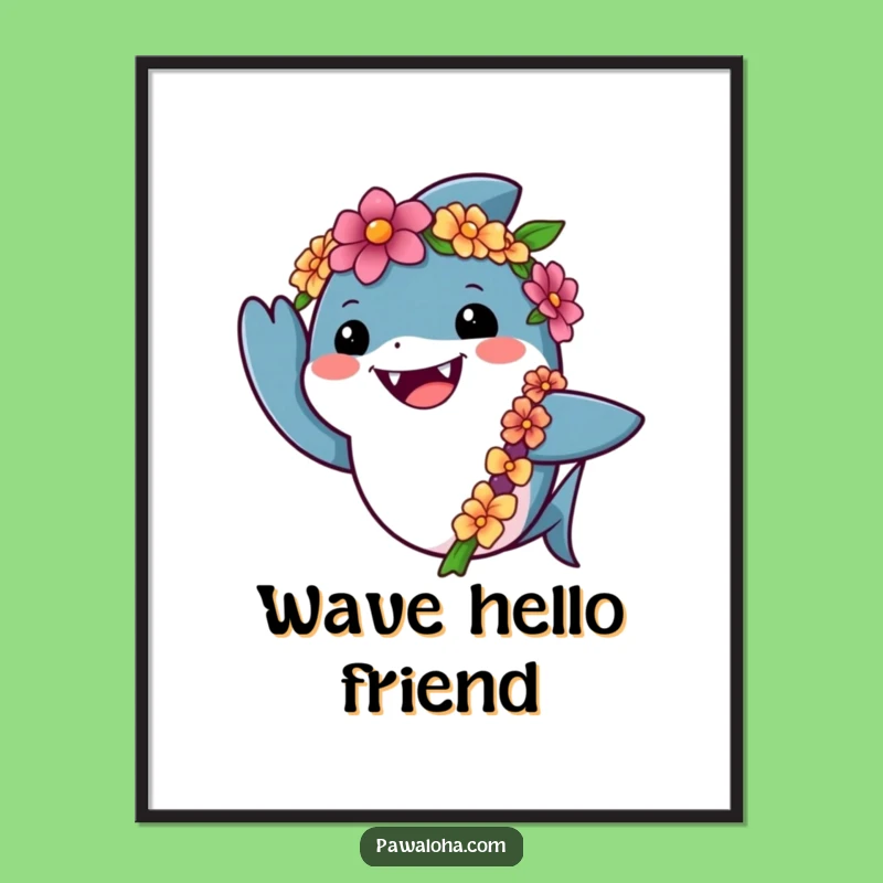 Funny Shark Aloha Art Print: Hilarious Digital Decor for Tropical Spaces