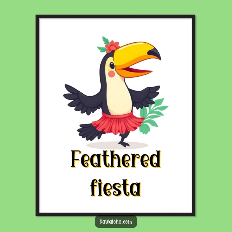 Funny Toucan Hula Dancer Digital Art: Tropical Joyful Decor