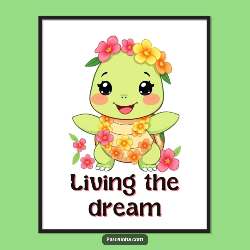 Funny Turtle Digital Art, Humorous Printable for Tropical Decor
