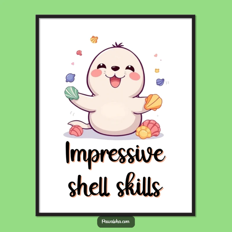 Funny Juggling Seal Digital Art - Playful Marine Printable Gift!