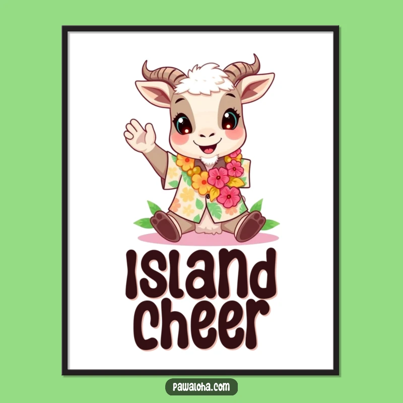 Funny Aloha Goat Digital Art - Instant Tropical Party Download for a Funny Gift