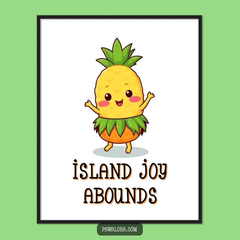 Funny Kawaii Pineapple Dancer Digital Art: Instant Tropical Decor Gift