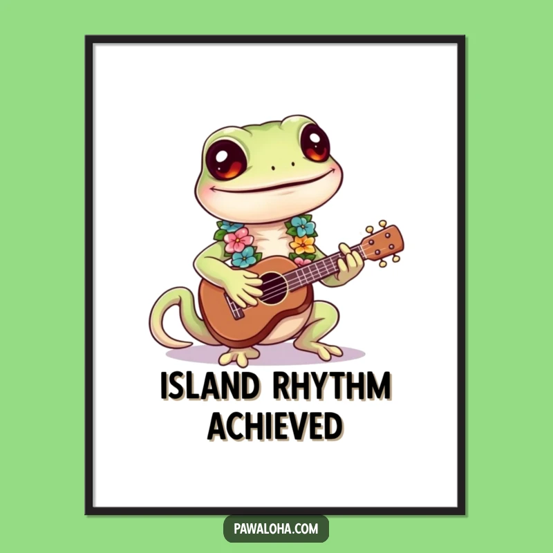 Funny Gecko Aloha Digital Art - Printable Gecko Decor Gift for Tropical Spaces