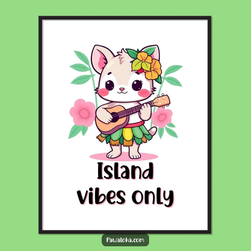 Funny Kawaii Hula Animal Digital Art Print: Instant Tropical Cheer for Your Walls